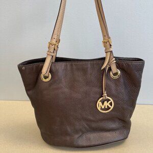 Michael Kors Bronze Leather Tote Shoulder Bag - Preowned